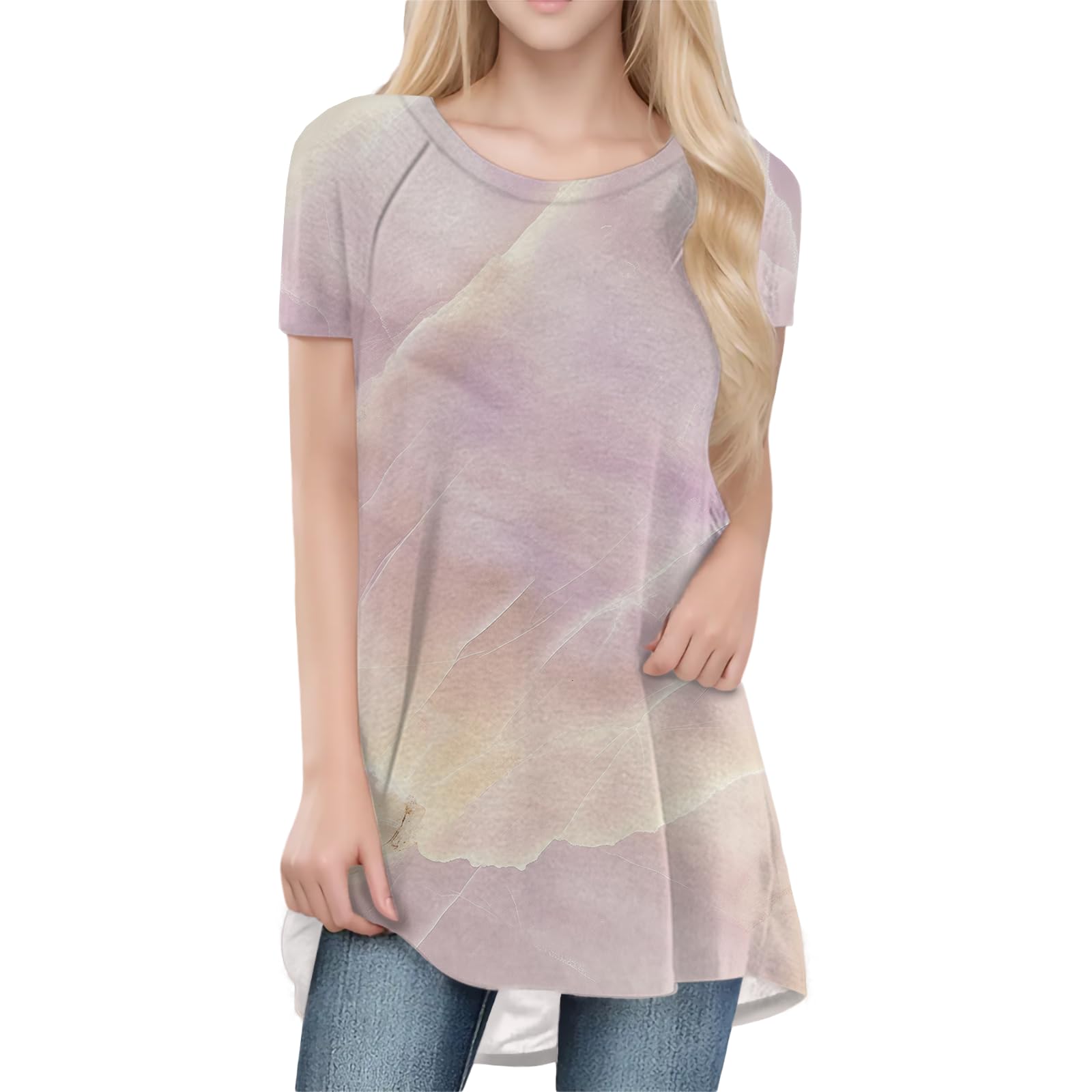Womens Tops Loose Casual Trendy Curved Hem Loose Fit Daily Wear Summer Dressy Soft Graphic Tees Outfits 2025