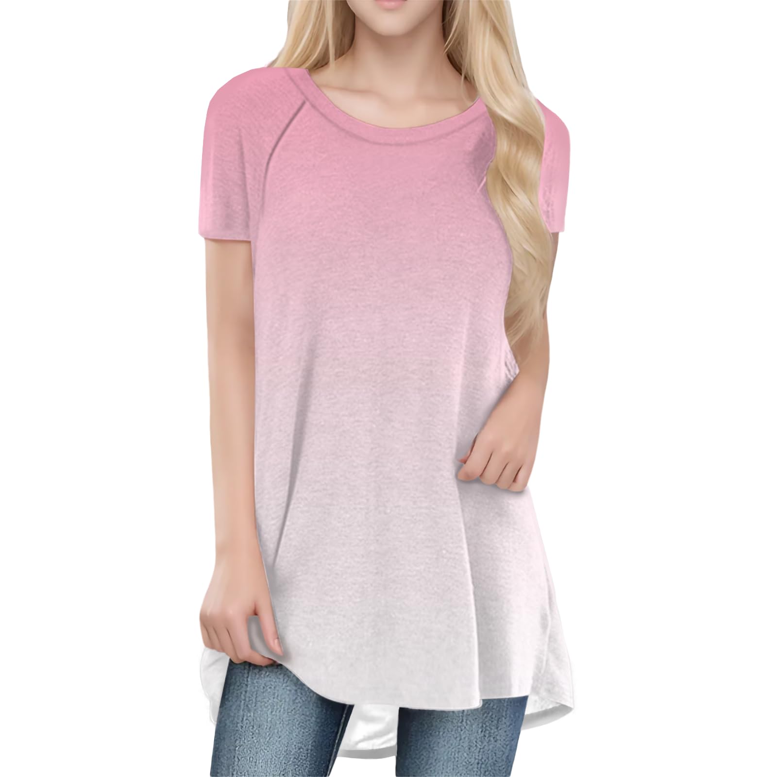 Womens Tops Loose Casual Trendy Curved Hem Loose Fit Daily Wear Summer Dressy Soft Graphic Tees Outfits 2025