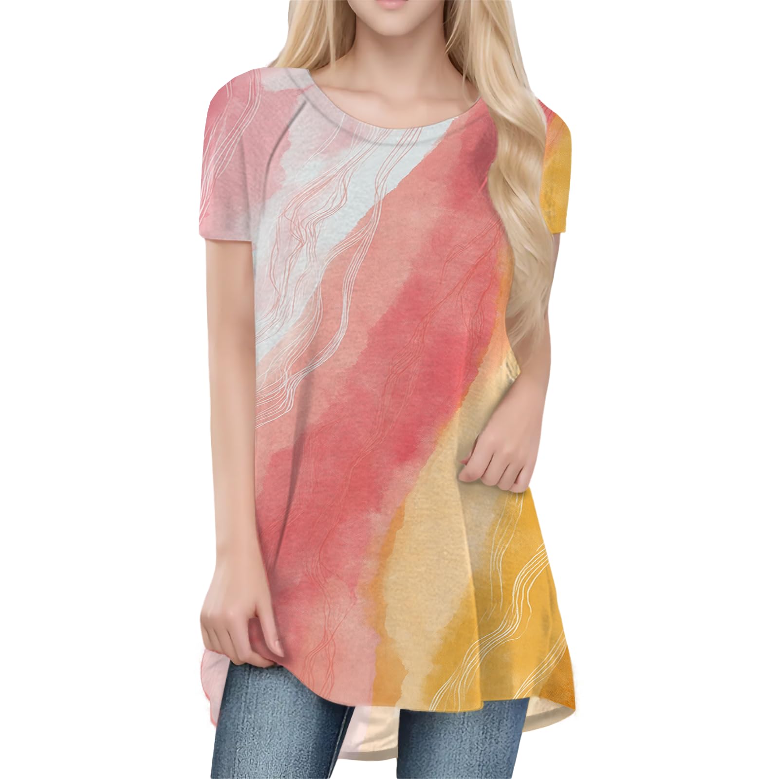 Womens Tops Loose Casual Trendy Curved Hem Loose Fit Daily Wear Summer Dressy Soft Graphic Tees Outfits 2025