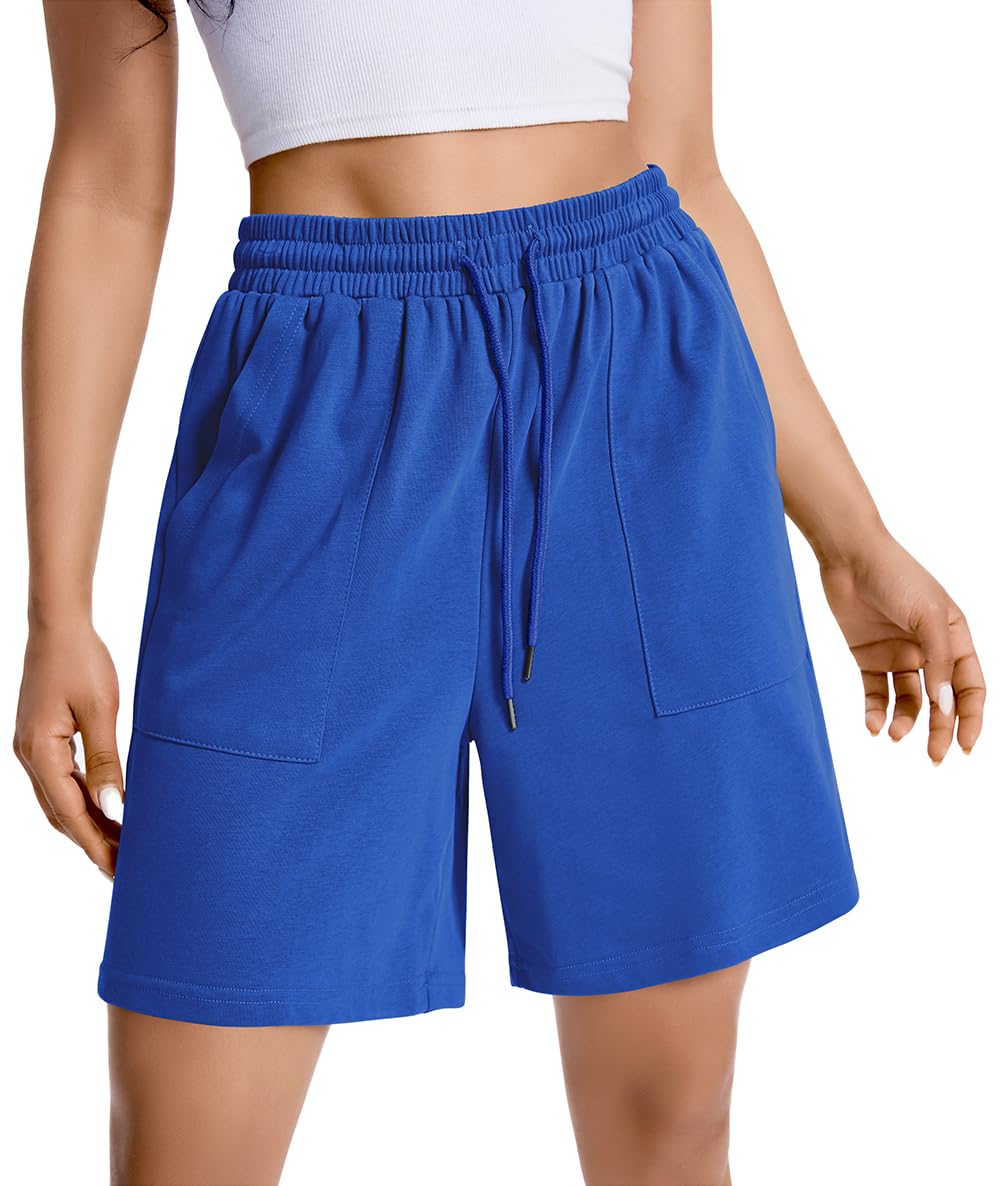Womens Cotton Sweat Shorts Casual Summer Short Loose Drawstring Lounge Running Athletic Shorts with Pockets