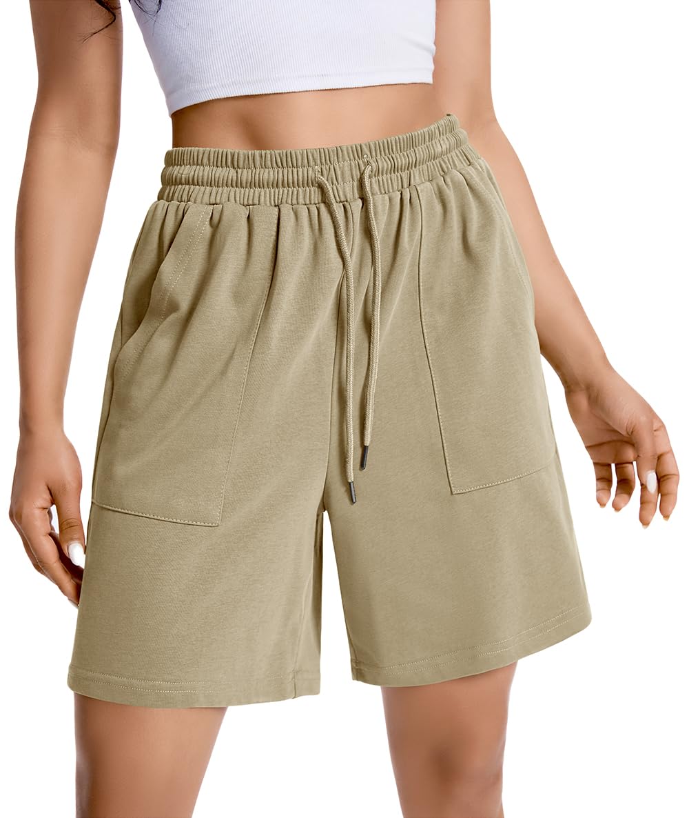Womens Cotton Sweat Shorts Casual Summer Short Loose Drawstring Lounge Running Athletic Shorts with Pockets