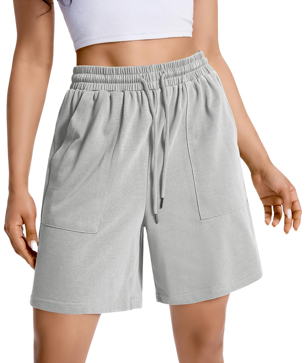 Womens Cotton Sweat Shorts Casual Summer Short Loose Drawstring Lounge Running Athletic Shorts with Pockets
