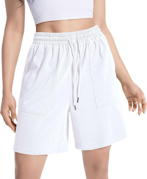 Womens Cotton Sweat Shorts Casual Summer Short Loose Drawstring Lounge Running Athletic Shorts with Pockets