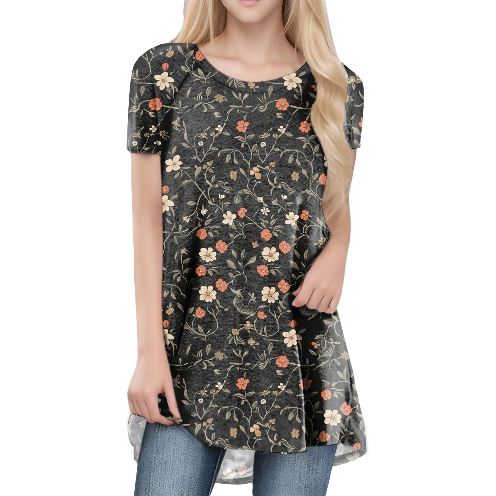 Womens Tops Loose Casual Trendy Curved Hem Loose Fit Daily Wear Summer Dressy Soft Graphic Tees Outfits 2025