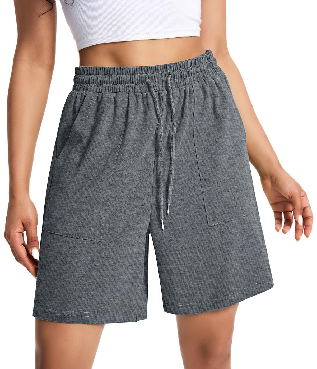 Womens Cotton Sweat Shorts Casual Summer Short Loose Drawstring Lounge Running Athletic Shorts with Pockets