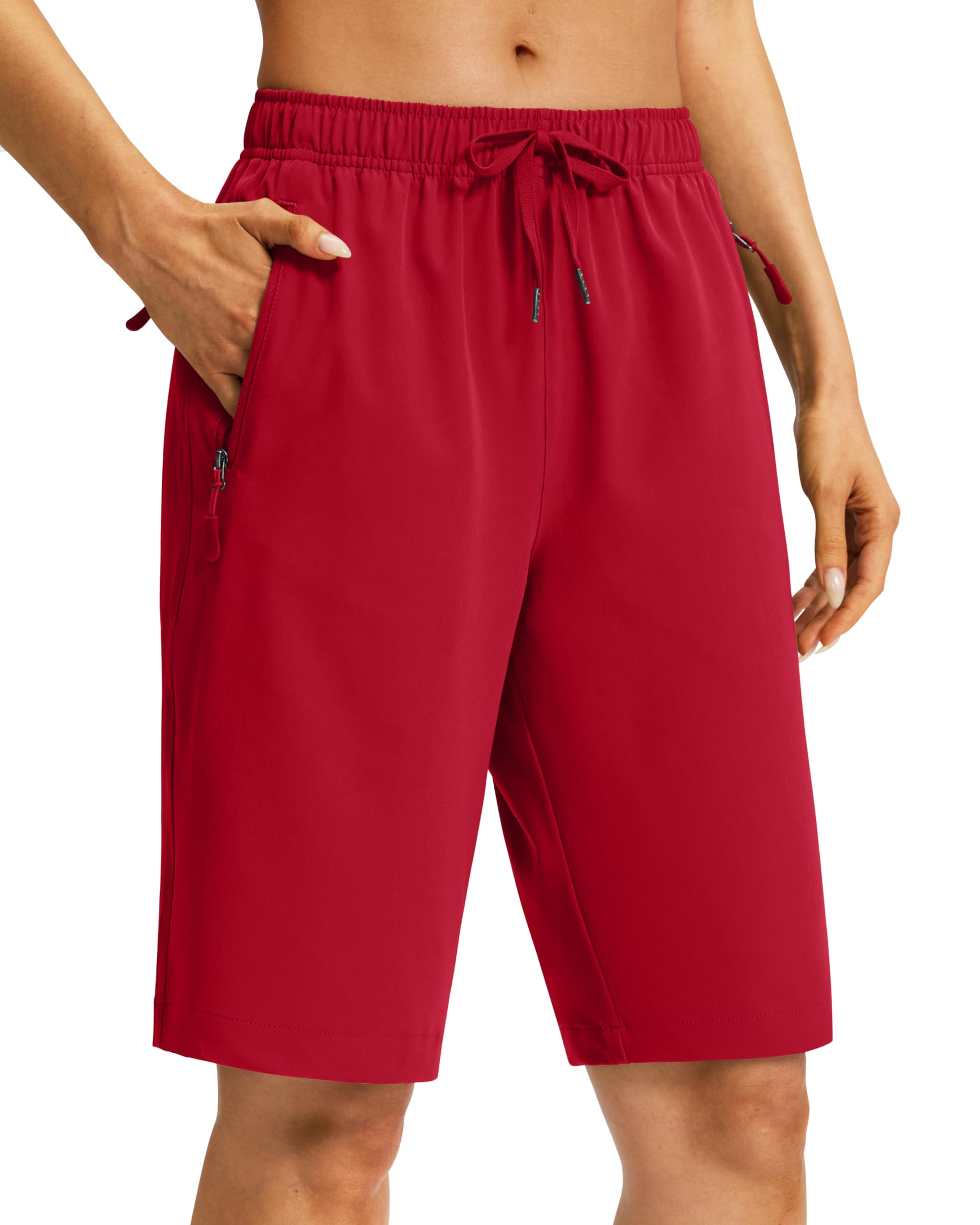 Viodia Women's 9''/11'' Hiking Shorts Long Bermuda Lightweight Shorts Quick Dry Athletic Golf Shorts with 3 Zipper Pockets
