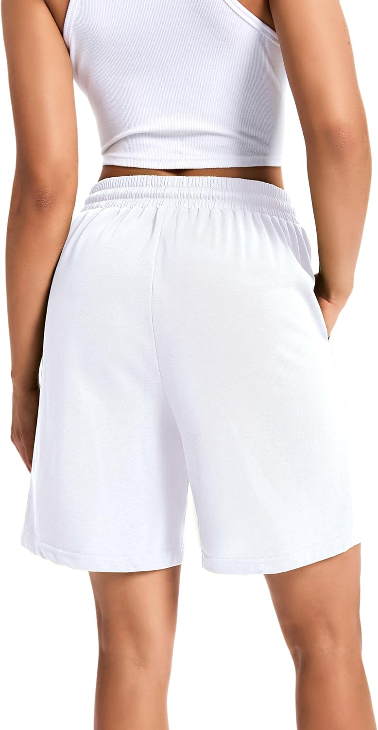 Womens Cotton Sweat Shorts Casual Summer Short Loose Drawstring Lounge Running Athletic Shorts with Pockets