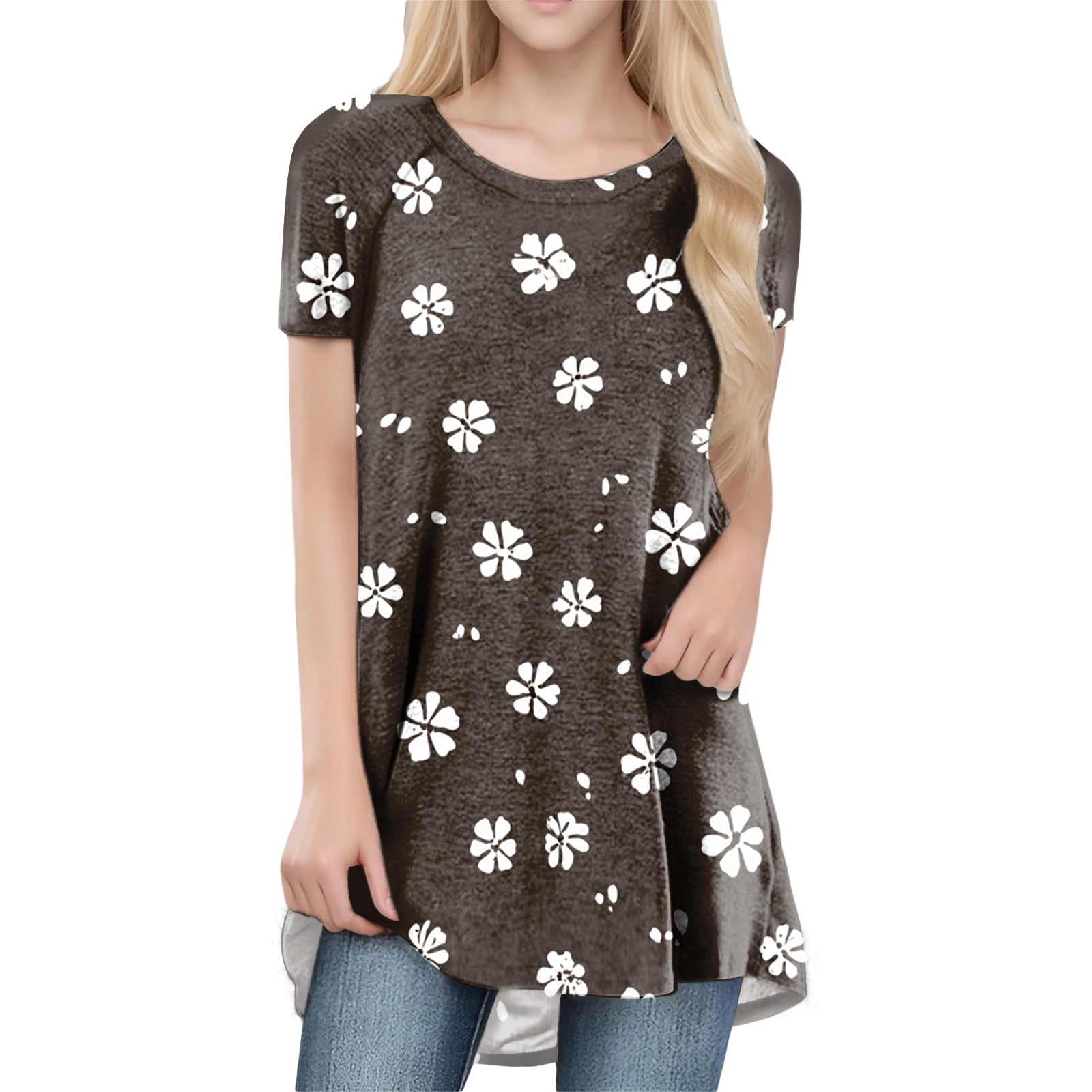 Womens Tops Loose Casual Trendy Curved Hem Loose Fit Daily Wear Summer Dressy Soft Graphic Tees Outfits 2025