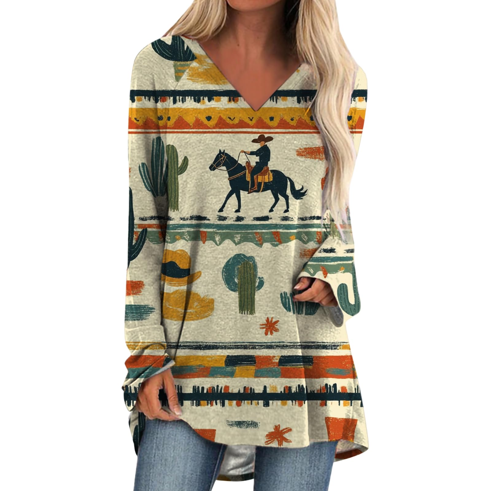 Womens Tops Casual Loose V Neck Tunic T Shirts Long Sleeve Blouses Classic Dressy Solid Color Sweatshirts