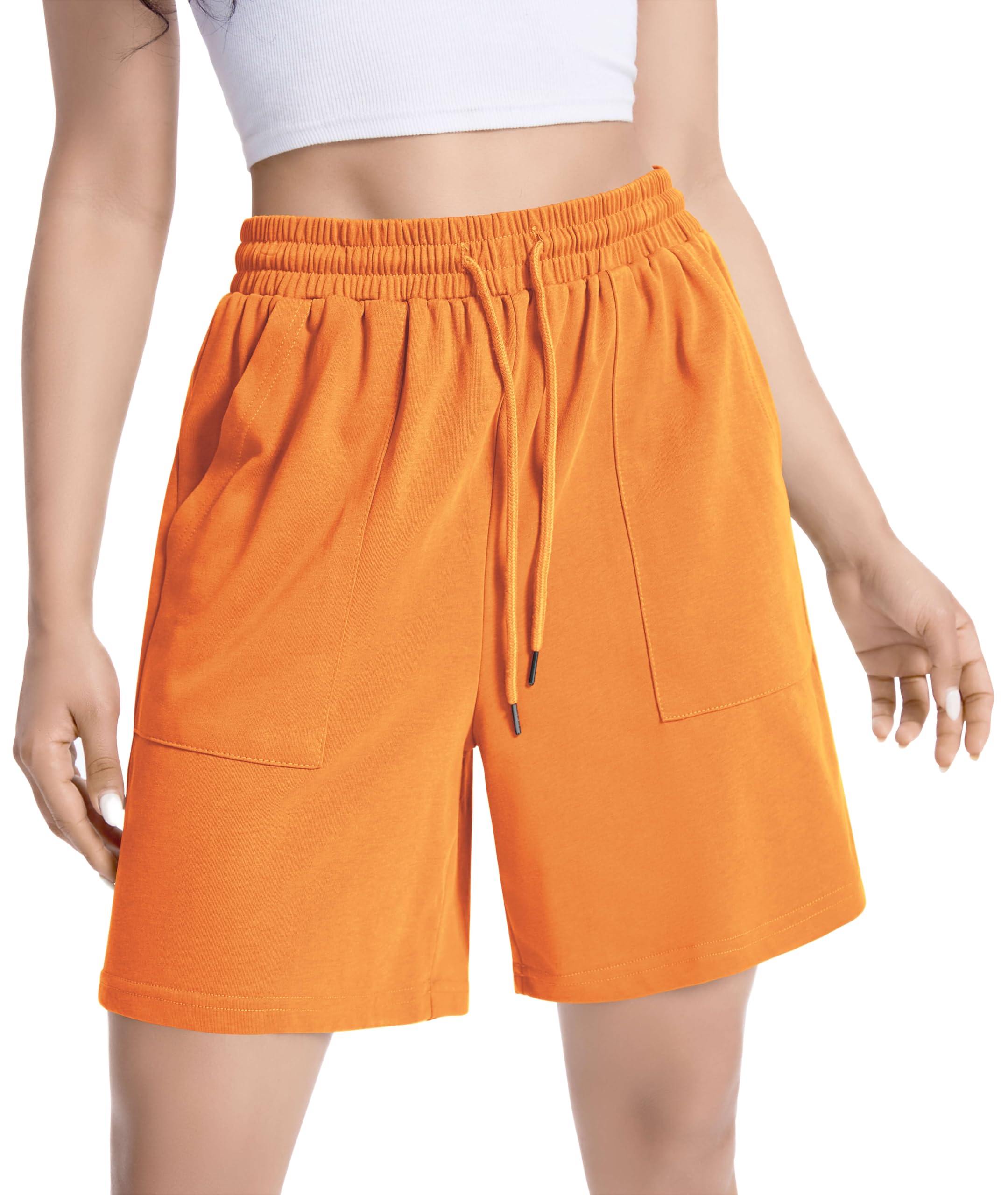 Womens Cotton Sweat Shorts Casual Summer Short Loose Drawstring Lounge Running Athletic Shorts with Pockets