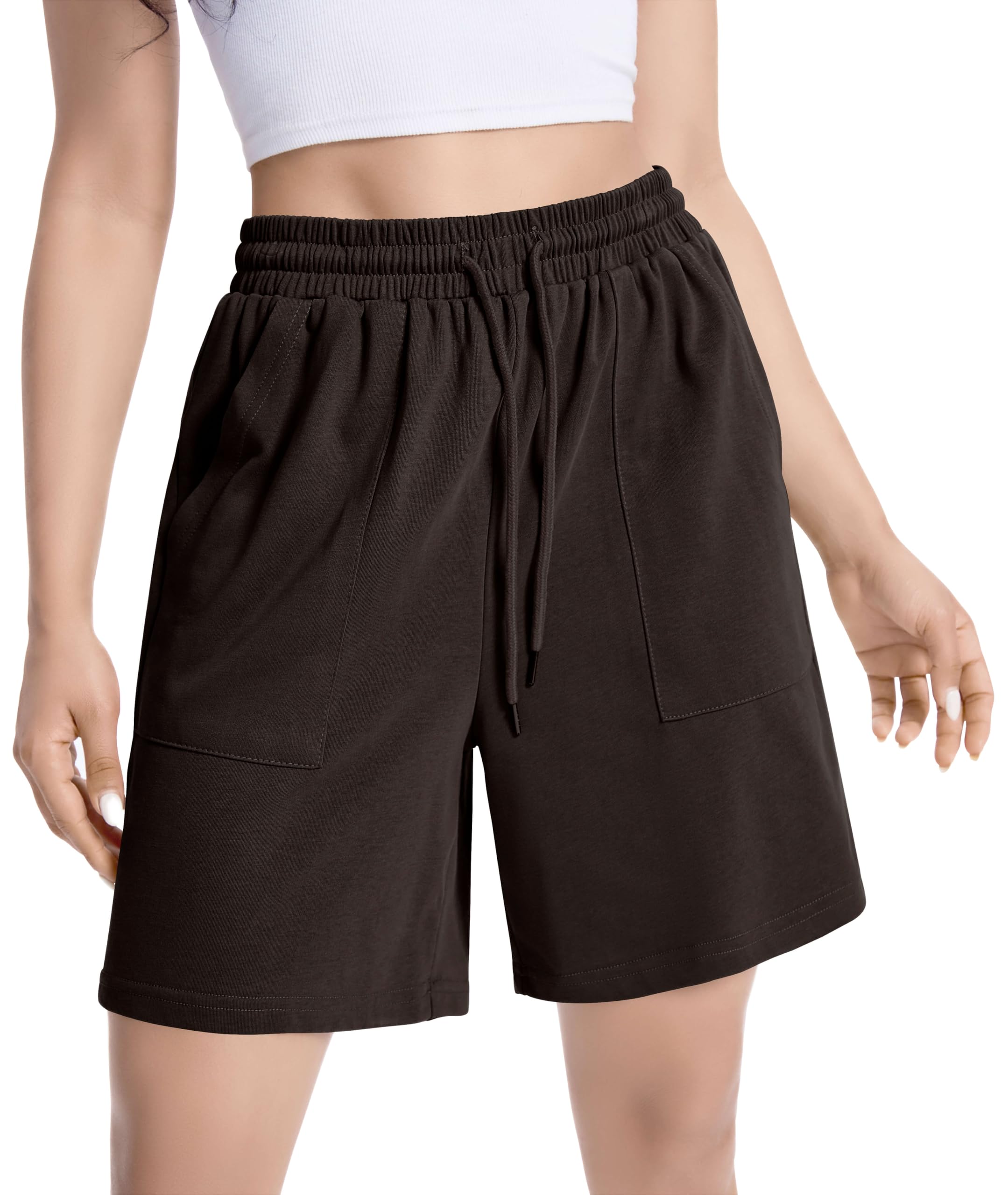 Womens Cotton Sweat Shorts Casual Summer Short Loose Drawstring Lounge Running Athletic Shorts with Pockets
