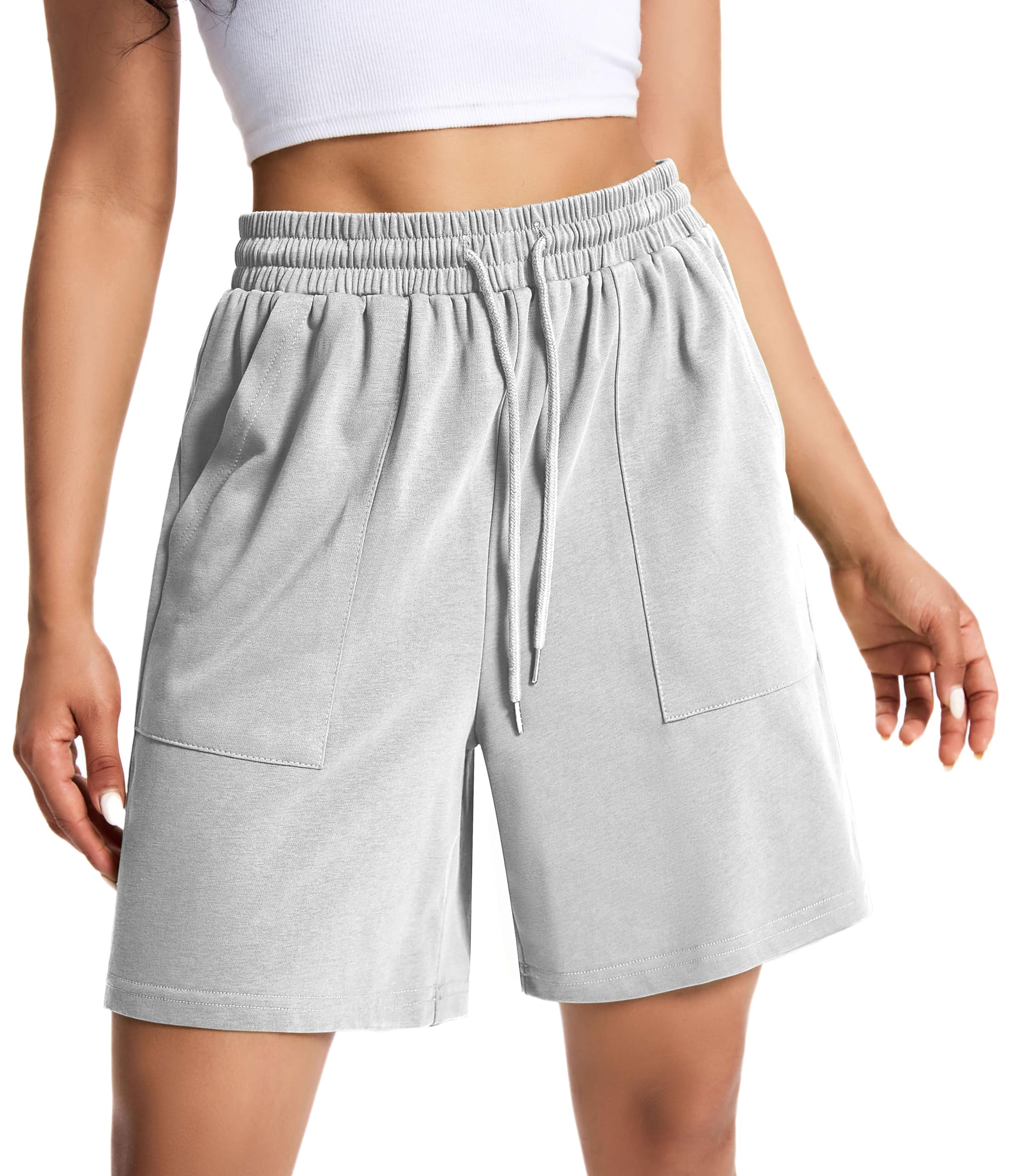 Womens Cotton Sweat Shorts Casual Summer Short Loose Drawstring Lounge Running Athletic Shorts with Pockets