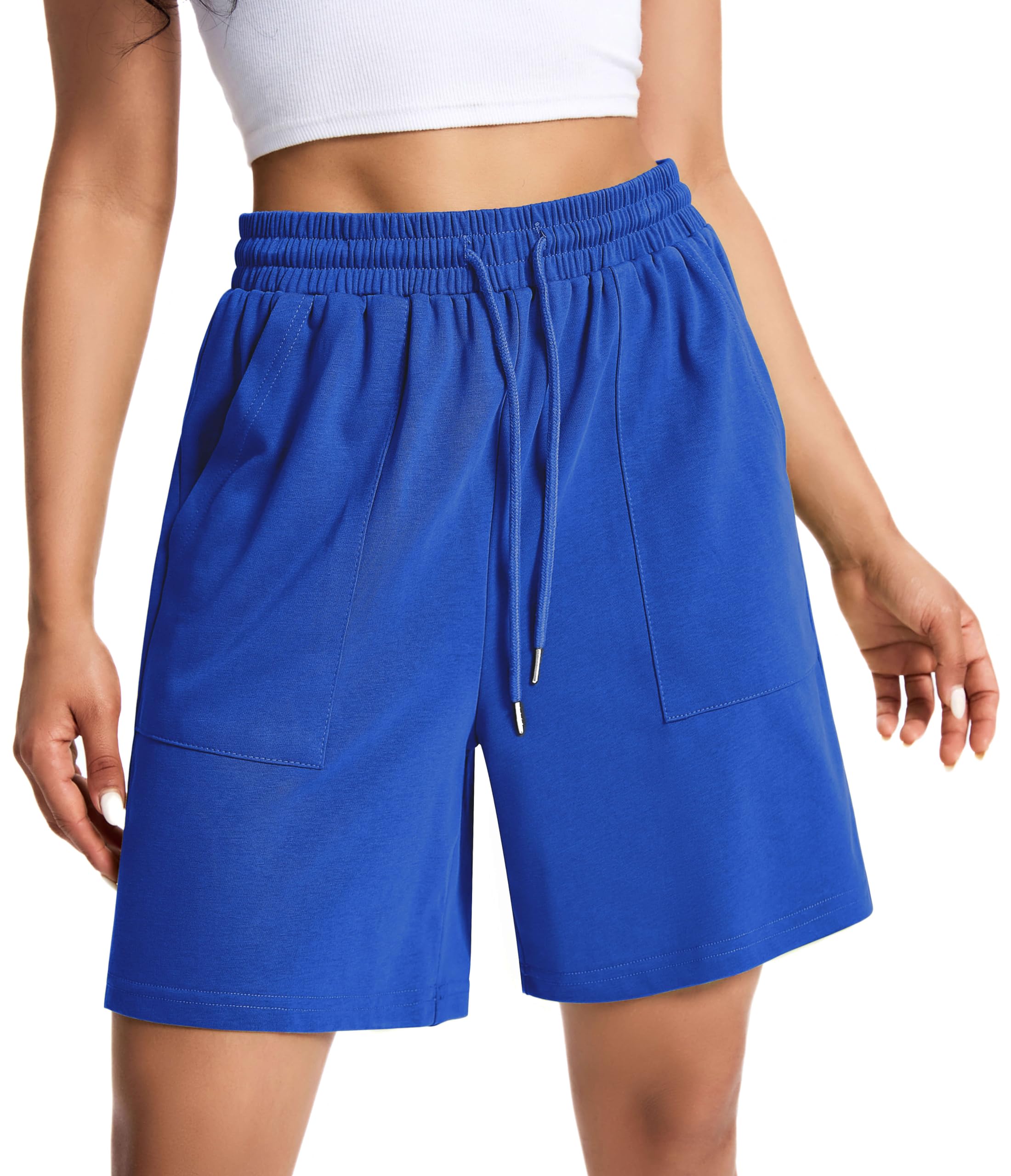 Womens Cotton Sweat Shorts Casual Summer Short Loose Drawstring Lounge Running Athletic Shorts with Pockets